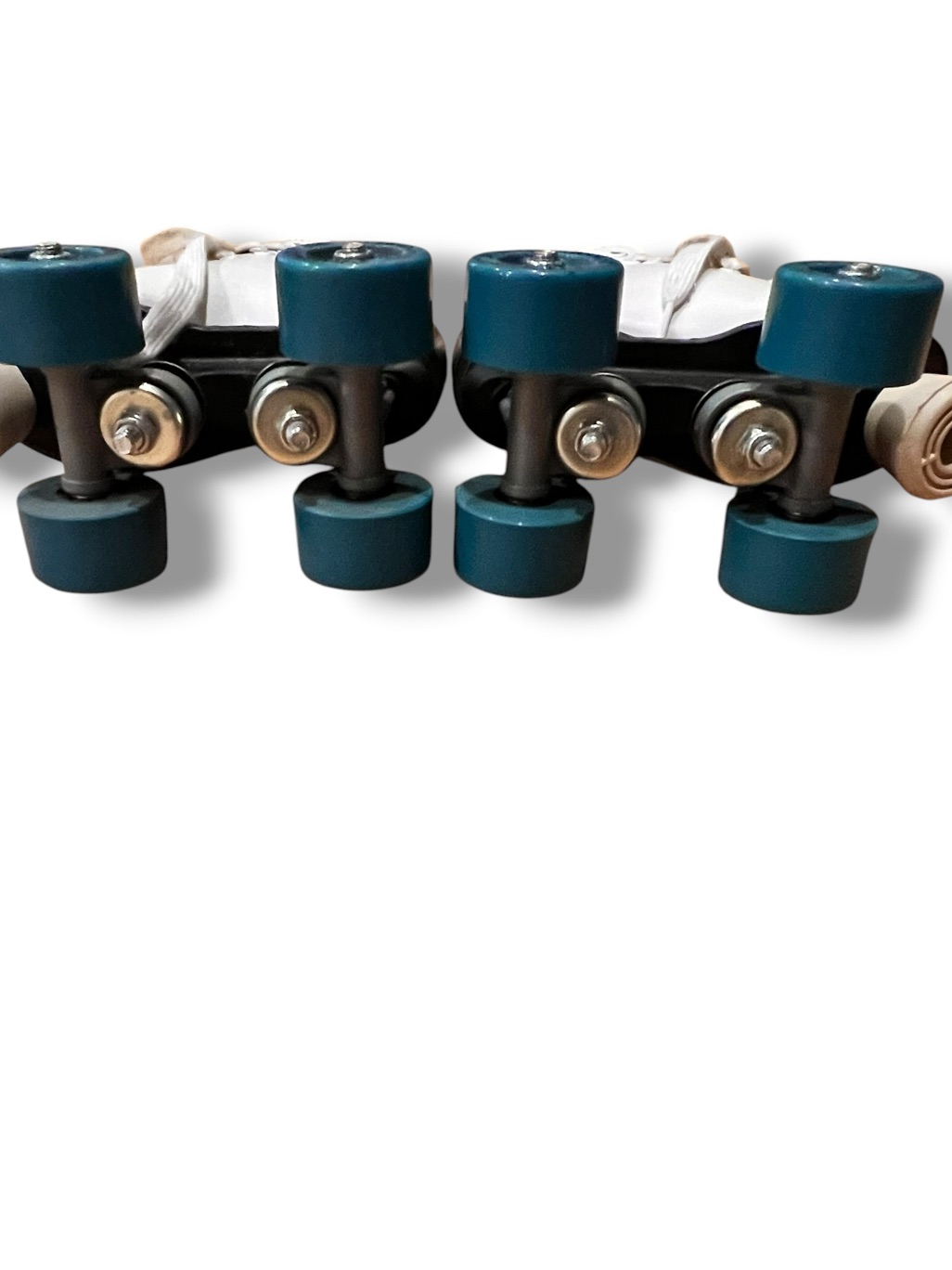 Vtg Dominion Marathon Lv Roller Skates Kids Sz 8 Retro White Teal Blue Wheels — image 6 of 8